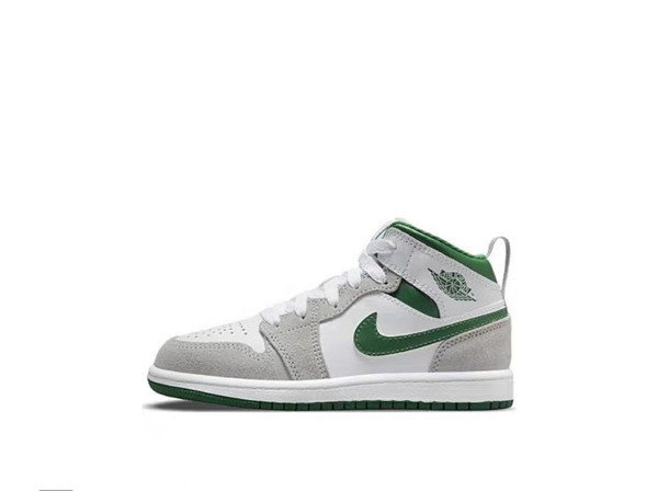 Youth Running Weapon Air Jordan 1 White/Grey Shoes 0046